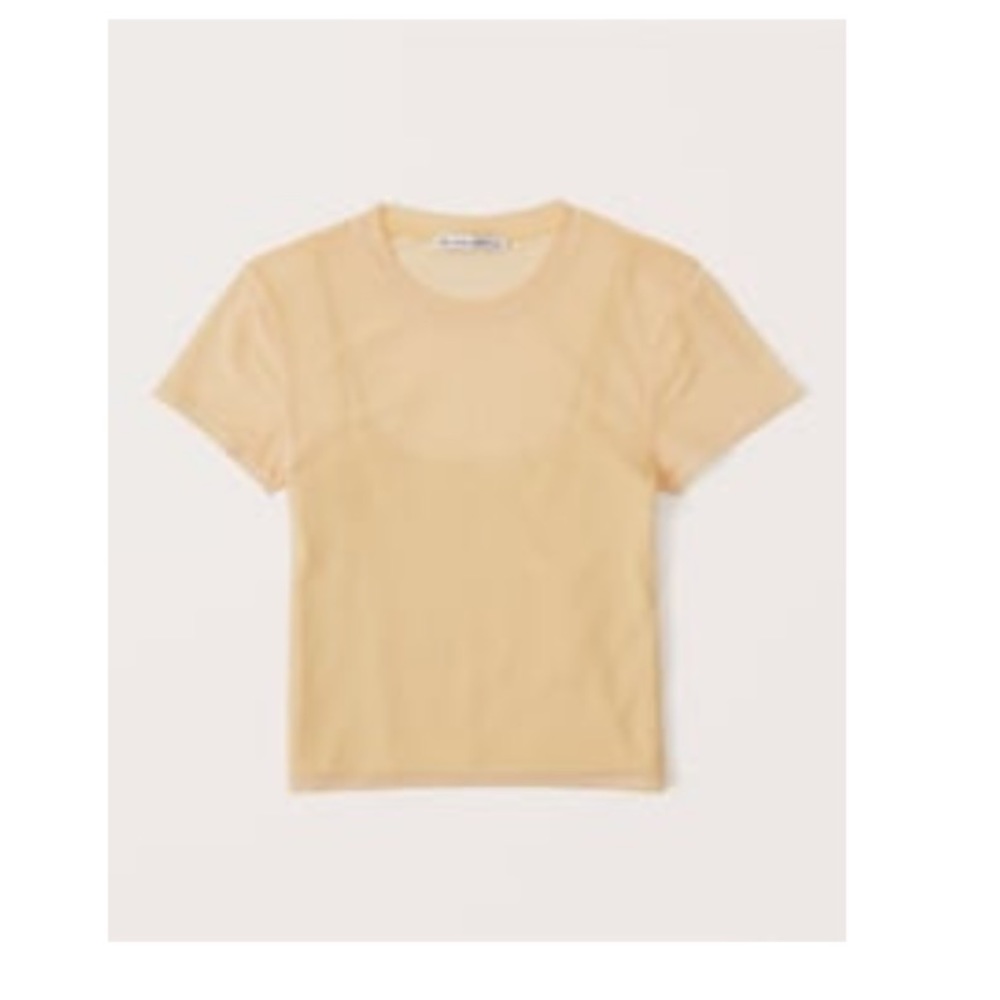 TREND: Pastel, Abercrombie & Fitch Yellow Mesh Sheer Baby Tee NWT Size XXS